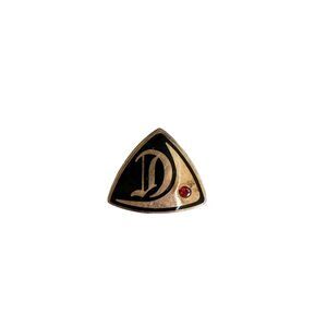 Klein 1/10 10K Gold Vintage “D” Pin 1/2 Inch Trianglular Semi Red Precious Stone
